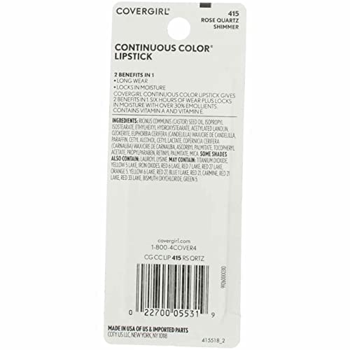 Covergirl Continuous Color Lipstick Rose Quartz 415, .13 Oz (Packaging May Vary) #TOP3