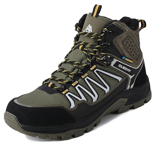QUEDAY Green Waterproof Hiking Boots