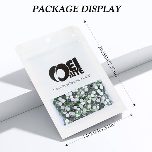 Image of Light Green Flatback Rhinestones, Glass Rhinestones for Nail Art and Craft, Glue Fix, Loose Crystal Gemstones(Lt.Green, SS20, 2880pcs, 4.6-4.8mm)