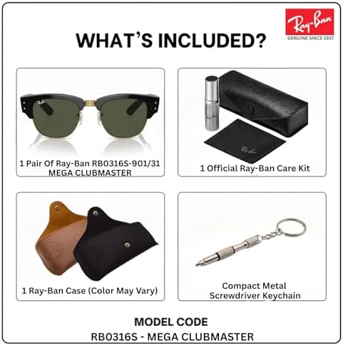 Ray-Ban RB0316S MEGA CLUBMASTER Óculos de sol quadrados com kit de