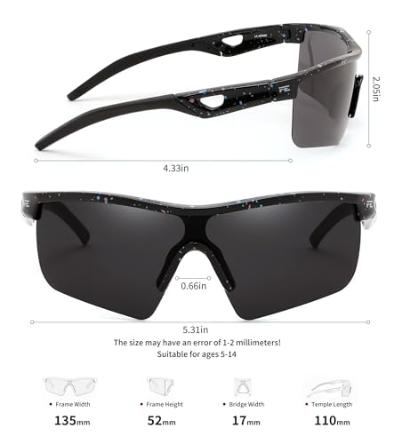 Image of FEISEDY Kids Polarized Sports Sunglasses, TR90 UV400 Baseball Cycling