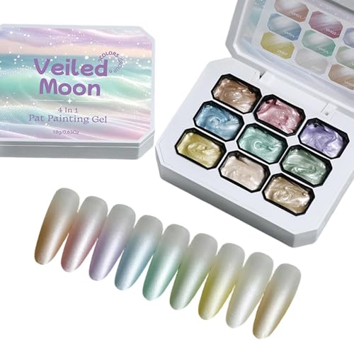Gel de pintura: pegamento de modelado de larga duración de 9 colores, paleta de gel para uñas, para el salón cotidiano, fiesta, citas, bodas, sesiones de fotos, vacaciones, cumpleaños, mujeres y niñas