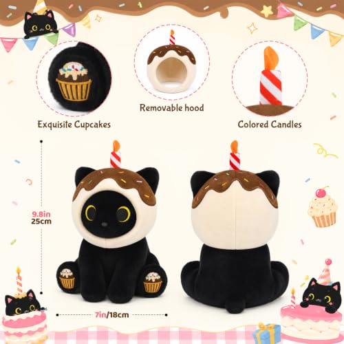 Image of Black Cat Plush - Cupcake Birthday Stuffed Animal Gift for Boys Girl