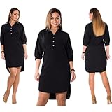 TAORE Women Plus Size Summer Dress Three Quarter Sleeve Mini Dress, S~4XL (3XL, Black)