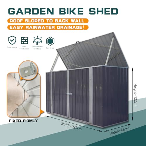 Metal Steel Garden Shed, Outdoor Bike Storage House, Utility Tool Storage, Bicycles Shed House (88X34Inch) - 2
