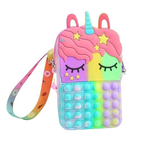 QBLYN Crossbody Bags for Women Girls, Pop It Purse, Pop Fidget Toy Shoulder Bag, Fidget Purse Push Bubble Fidget Toy Handbags Stress Relief Toys Pop Bag (Unicorn Multi Big Size) (B09TWD2NW3) Amazon Price History, Amazon Price Tracker