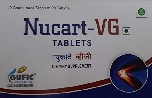 Image of Gufic Biosciences Nucart VG | Vegetarian - Cartilage building, Osteo-arthritis, Joint pains and Muscular pains.Joint Pain, Back Pain, Muscles Pain | Pain in Cervical Spondylitis & Sciatica | Muscle Cramps, Sprains | Arthritis & Twitching | Effective in Pain Management. (One - Complete - Box)