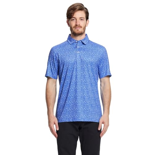 Image of Golf Shirts for Men Dry Fit Short Sleeve Print Performance Moisture Wicking Polo Shirt