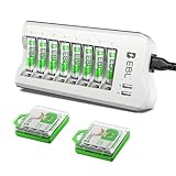 EBL単4電池 充電式 充電器セット 充電池 単4*16本パック(1100mAh) +充電器 スマホ充電可 単三 単四ニッケル水素/ニカド充電 防災電池 収納ケース付き たんよん電池充電式