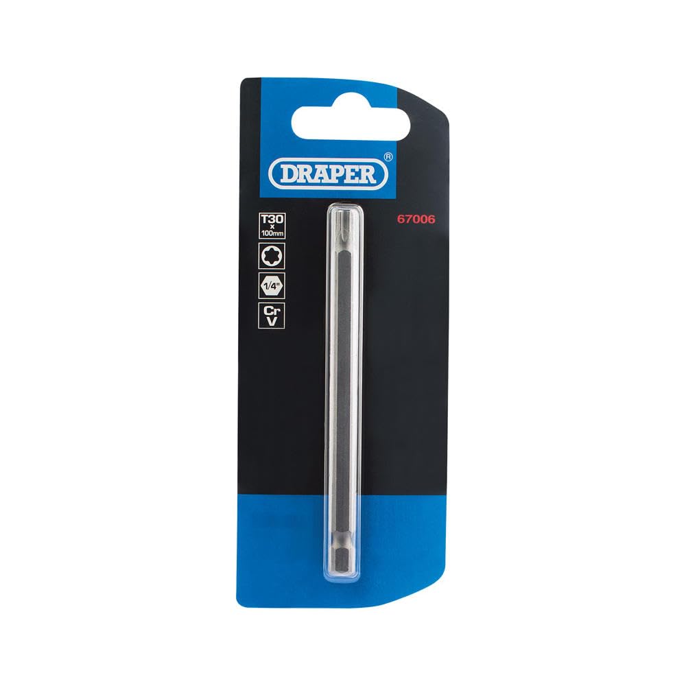 Draper 67006 t30 1/4" hex. tx-Star Insert bit 100mm Long x 1