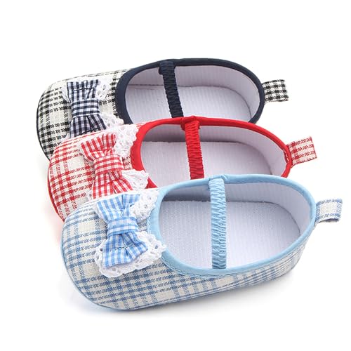 Baby Girls Slipper First Walkers Elastic Band Bow Decoration Princess Black Grid Fashion Cute Crib Shoes 12-18 Months2