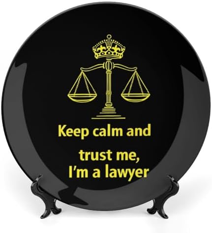 Keep Calm And Trust Me I Am A Lawyer Bone China Decorative Plates Ceramic Decorative Plate Wall Decor with Display Stand 8inch