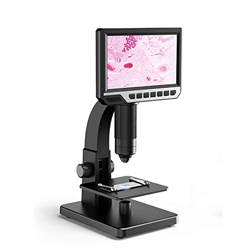 HPH Microscopio Digital, Pantalla De Alta Definición IPS 7 Pulgadas Cámara Inspección Industrial 0-2000X Herramienta Multipropósito Dual con Soporte Fuente Luz Led