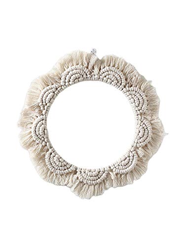 Miroir Mural Suspendu Boho Style Nordique Miroir à Franges en macramé Miroir décoratif Rond Cover