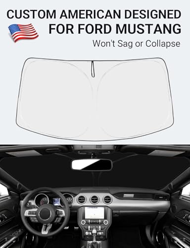 Image of Proadsy 2026 Upgrade Front Windshield Sun Shade Foldable Sunshade Protector Custom Fit 2015-2023 Ford Mustang(NOT for Ford Mustang Mach-E) Accessories