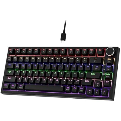 Newmen GM326 Mechanical Keyboard,Wired Gaming Keyboard,75% Percent TKL Hot Swappable Compact LED Backlit USB C Mechanical Gaming Keyboards with Knob for PC Windows Mac,QWERTY Layout,Black,Red Switches