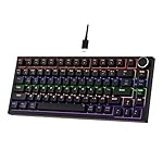 Newmen GM326 Mechanical Keyboard,Wired Gaming Keyboard,75% Percent TKL Hot Swappable Compact LED Backlit USB C Mechanical Gaming Keyboards with Knob for PC Windows Mac,QWERTY Layout,Black,Red Switches
