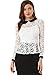 Allegra K Haut à Basque Fleuri en Dentelle avec col poupée et col Claudine pour Femmes Blanc M