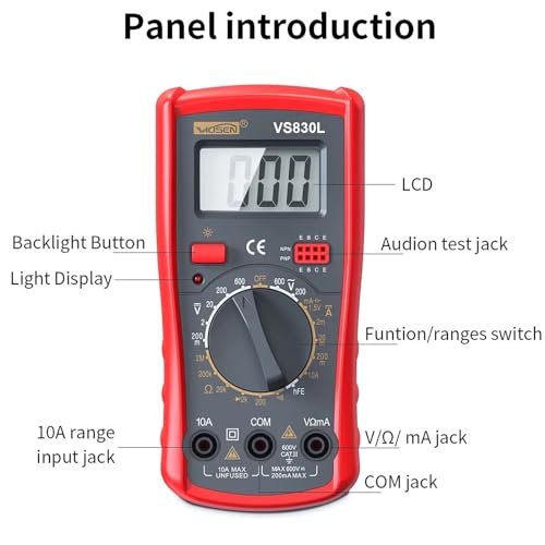 Multimètre numérique automatique testeur de tension AC/DC ohmmètre ampèremètre Rosso