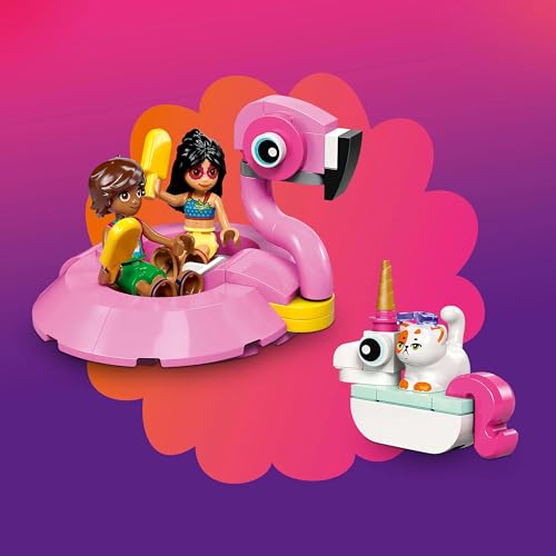 Image of LEGO Friends Unicorn & Flamingo Pool Party Toy Building Set 42658 Building Blocks Toys for 5+ Gift for Boys and Girls