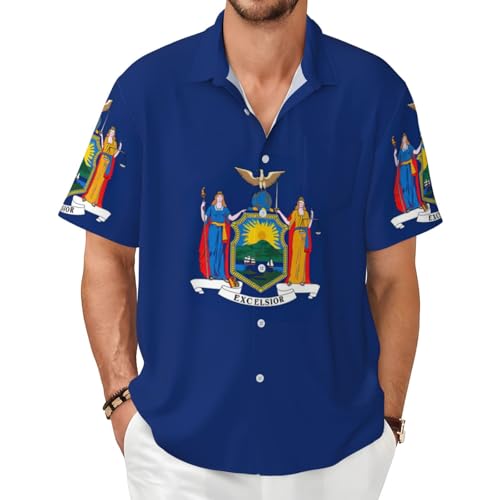Chemise imprimé drapeau New York manches courtes légère et décontractée