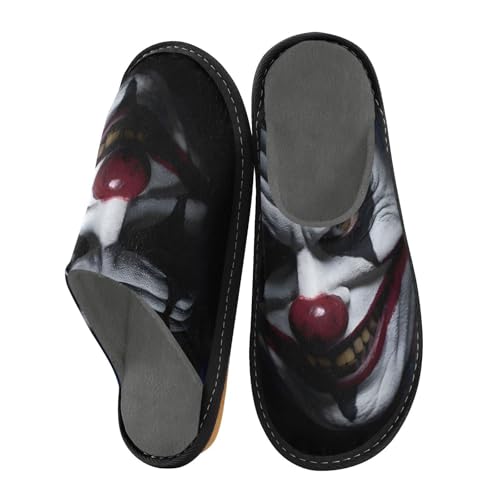 Black Clown Red White Mens Womens Cozy Memory Foam Scuff Slippers Cute Indoor/Outdoor Slippers Size 4-52