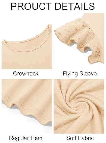 Image of Imily Bela Girls Ruffle Sleeve Shirts Crewneck Eyelet Tops 4-15 Years | Cute summer casual blouse, Soft breathable eyelet fabric with ruffle sleeves, Comfortable daily shirts for kids