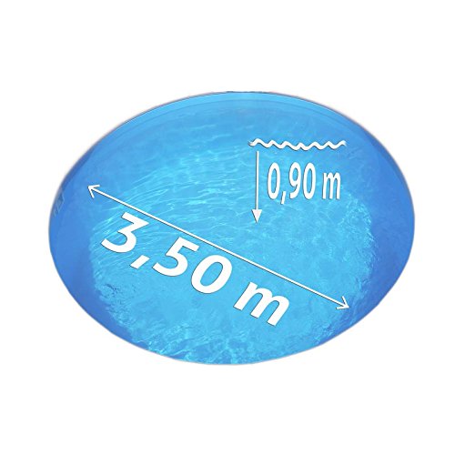 Stahlwand Schwimmbecken Rund, Ø 3,50 M X 0,90 M Tiefe – Inkl. Blauer Folie & Handlauf, Made In Germany