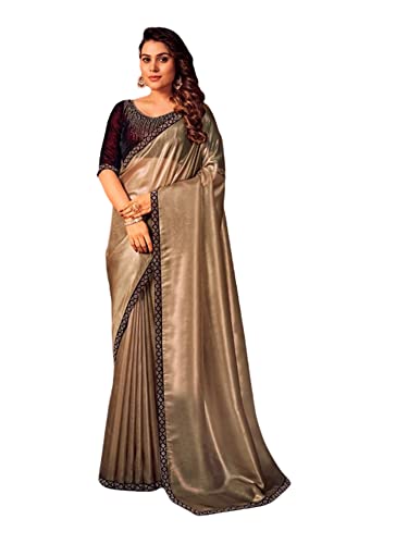 Sari de mariage en soie brillante couleur Dusty pour cocktail élégant et grande réception