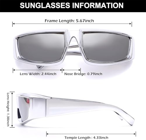 Wrap Around Futuristic Rectangle Sunglasses for Women Men – Chunky Fashion UV400 Shield Eyewear4
