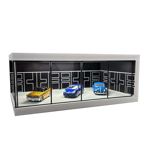 Luay Wuliza Hot Die-Cast Wheel Display Case , 1/64 Die-Cast Car Display Case with LED Lights Alloy Car Model Display Case (Black)