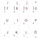 GERMAN KEYBOARD STICKERS WITH RED LETTERING ON TRANSPARENT BACKGROUND