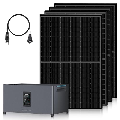 ECO-WORTHY Fotovoltaico da Balcone con Accumulatore, Accumulatore di Energia Marstek Jupiter C+ da 2,56 KWh, 4 MPPT (PV max 2400 W), Pannelli Solari 4×430 W, Installazione Plug&play, Set completo