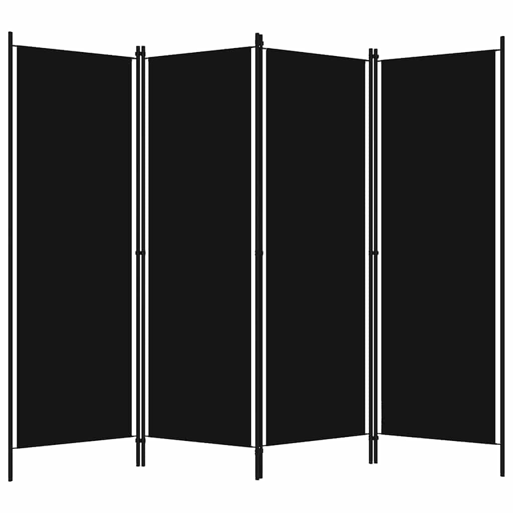 vidaXL Cloison de séparation 4 Panneaux Noir 200x180 cm