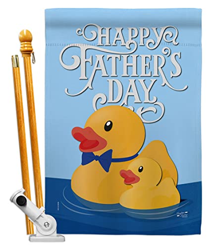 Angeleno Heritage Daddy Yellow Duckie House Flag Set Family Father's Day Dad Papa Grandpa Best Parent Sibling Relatives Grandparent Decoration Banner Small Garden Yard Gift Double-Sided, Made in USA