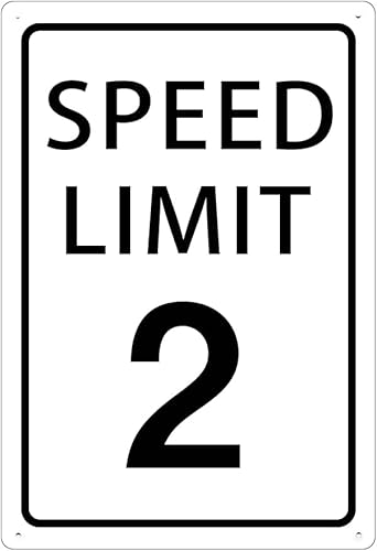 Señal de límite de velocidad de 2 mph, señal de metal lenta, señales de tráfico, 16 x 12 pulgadas