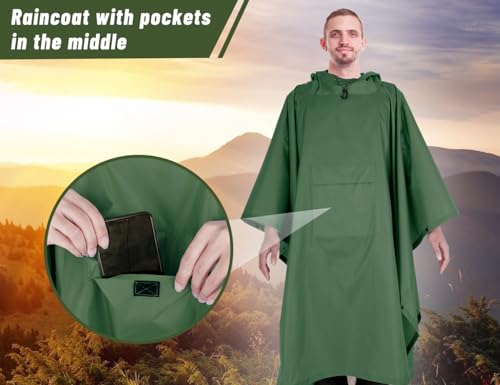 TOMSHOO Multifunctional Raincoat with Hood Hiking Cycling Rain Cover Lightweight Poncho Rain Coat Outdoor Camping Tent Mat - Image 4