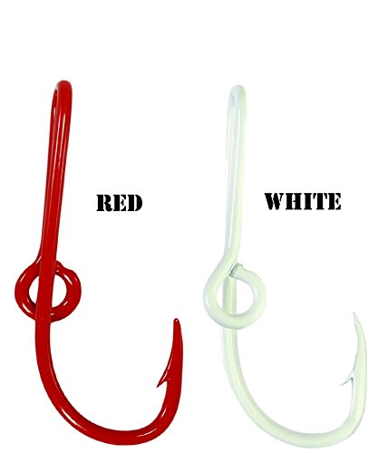 BT Outdoors Custom Colored Eagle Claw Team Spirt Hat Fish Hook Pins Red/White One Red and One White Hat Hook Clip