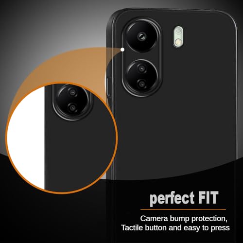 Image of Casotec Back Cover for Mi Redmi 13C 4G / Poco C65 4G | Full Camera Protection | Premium Liquid Silicon Case | Flexible Bumper Case for Mi Redmi 13C 4G / Poco C65 4G (Black)