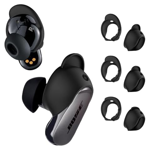 [3 Pairs] Ear Tips Covers for Bose QuietComfort Earbuds II&Bose QuietComfort Ultra Earbuds, WOFRO Anti Slip Silicone Sport Wingtip Anti Scratches Eartip Accessories (S/M/L)-Black Cover