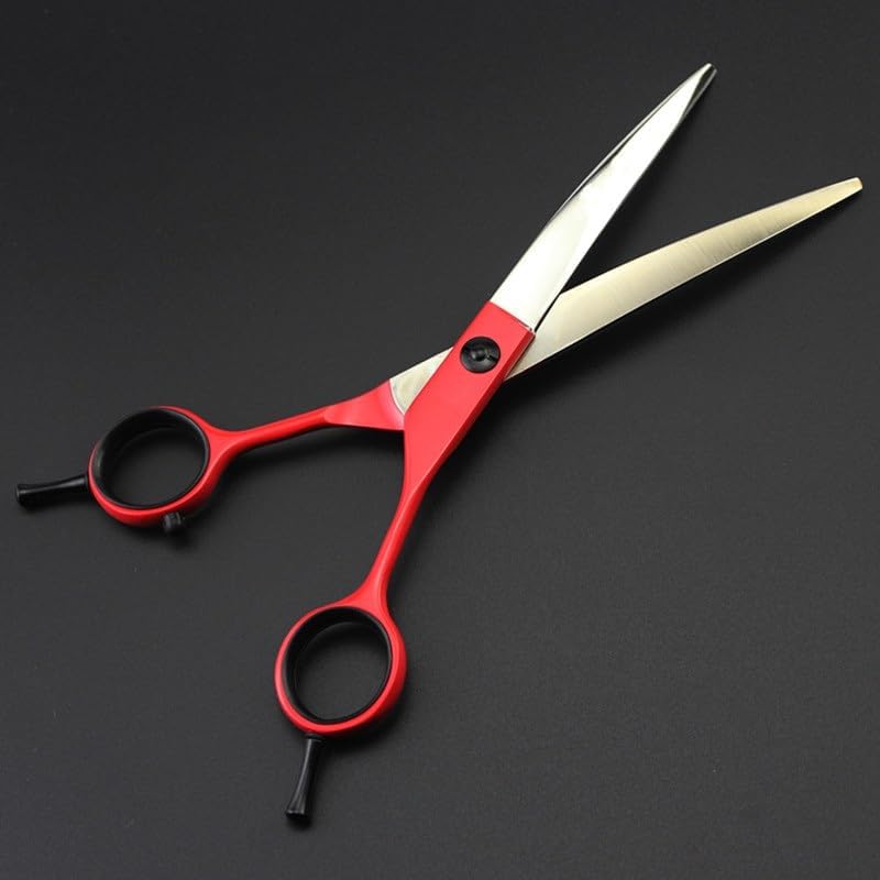 Dog Grooming Scissors Shears, 5PCS Japan 440c 7 Inch Red Pet Dog Grooming Hair Scissors Cutting Shears Pet Thinning Barber Hairdressing Scissors Set