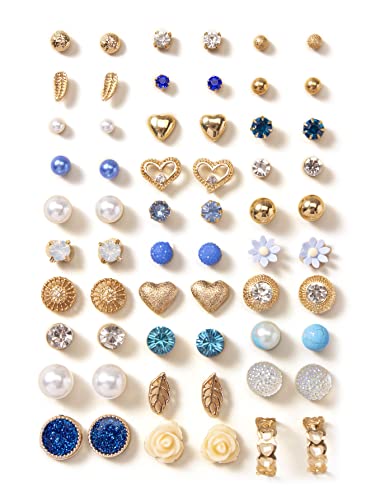 Image of Shining Diva Fashion 30 Pairs Combo Set Stylish Crystal Pearl Earrings for Women and Girls