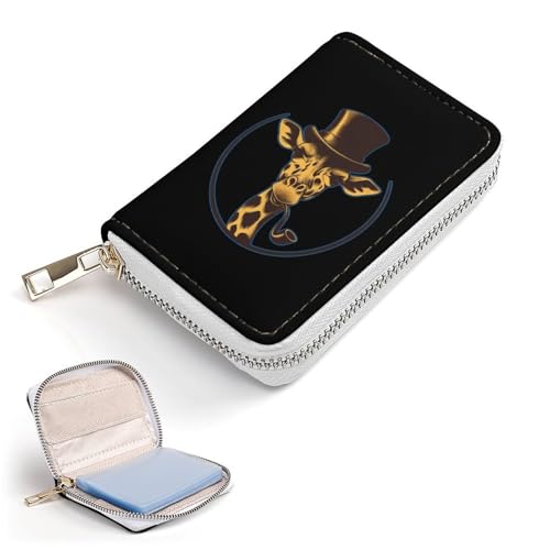 Bowler Hat Giraffe Small Business Credit Card Holder Wallet with 20 Card Slots Case Coin Purse Pouch2