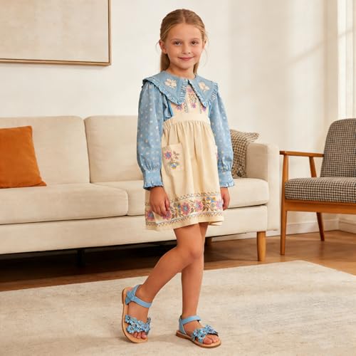 Image of Flaryzone Girls Sandals Open Toe Summer Flats Dress Sandals Shoes Toddler /Little Kid