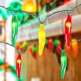 Romasaty Multi-Colored Chili Pepper Halloween String Lights,13.6FT Chili Pepper Cluster Lights with 35 Chili Pepper Bulbs for Outdoor/Indoor Kitchen Garden Patio Christmas Decor