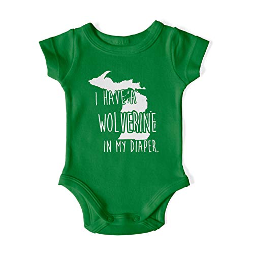 Image of In My Diaper I Have a Wolverine Funny Baby Bodysuit – Rivalry Humor Gift for New Parents, Newborns, Future Football Fans
