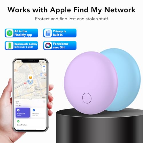 Image of Air Tracker Tags-1 Pack, 2025 New [Apple MFi Certified], Bluetooth Tracker Work with Apple Find My (iOS Only), Replaceable Battery Last 1 Years,Item Finder for Luggage /Key /Suitcase,Lotus Root Pink