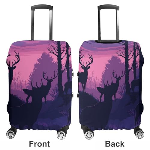 Deer Silhouette Luggage Cover, Washable Elastic Suitcase Cover Protector Fit 18-32 Inch Luggage3