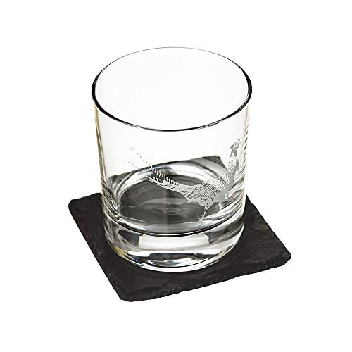 The Just Slate Company JS/GTS/PH - Vaso de cristal con posavasos de pizarra, diseño de faisán Cover