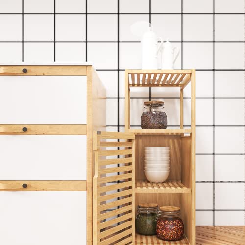 Purbambo Bathroom Bamboo Storage Cabinet, Freestanding Floor Cabinet With Door And Shelf For Bathroom, Living Room, Bedroom, Hallway, Kitchen #TOP5